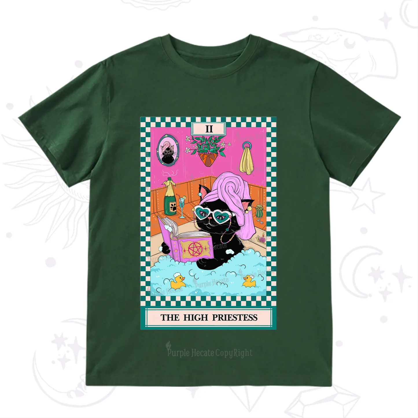 Purplehecate The Cat High Priestess's Bubble Time Tarot T-Shirt