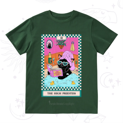 Purplehecate The Cat High Priestess's Bubble Time Tarot T-Shirt