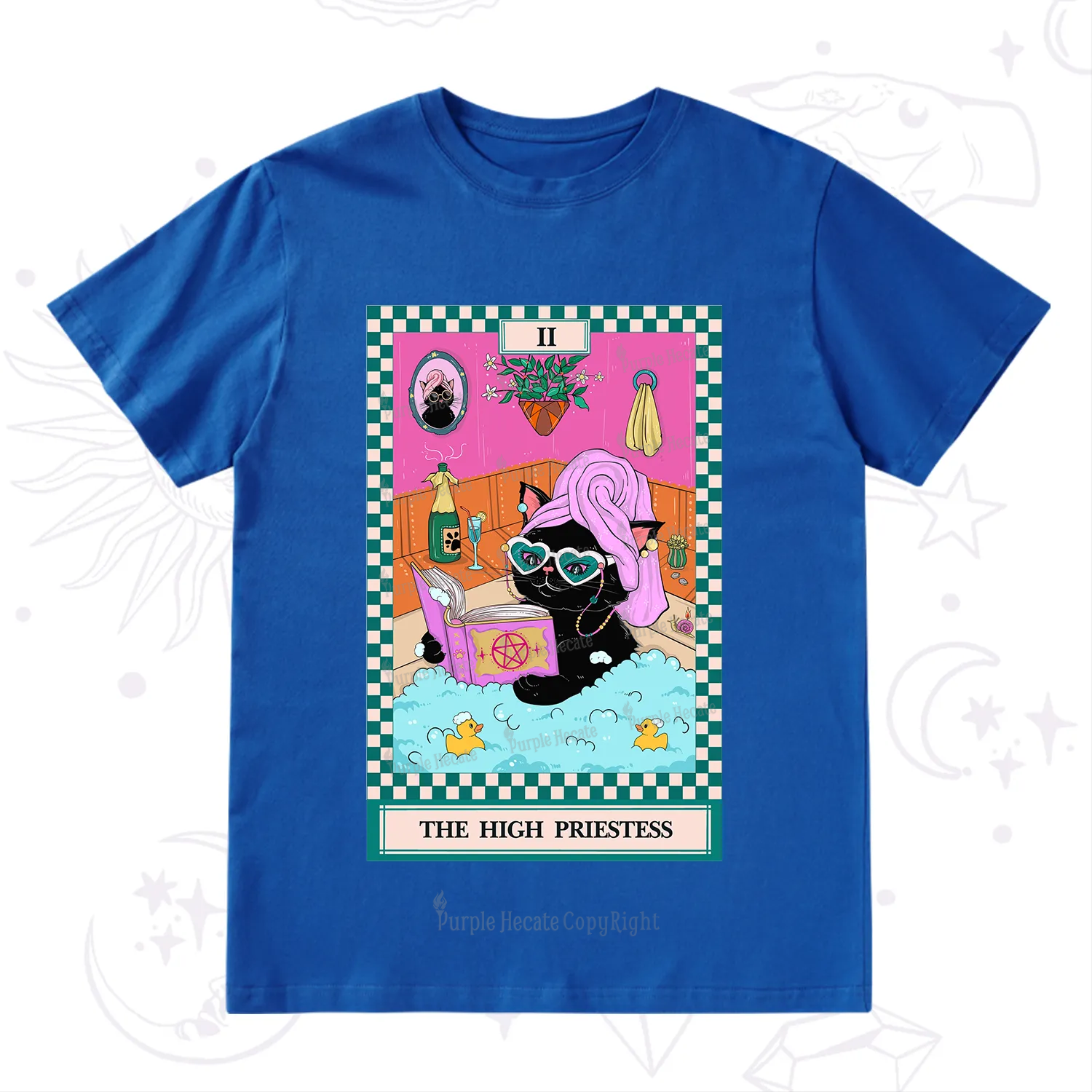 Purplehecate The Cat High Priestess's Bubble Time Tarot T-Shirt