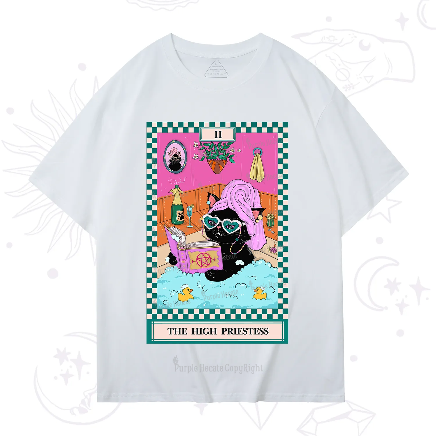 Purplehecate The Cat High Priestess's Bubble Time Tarot T-Shirt