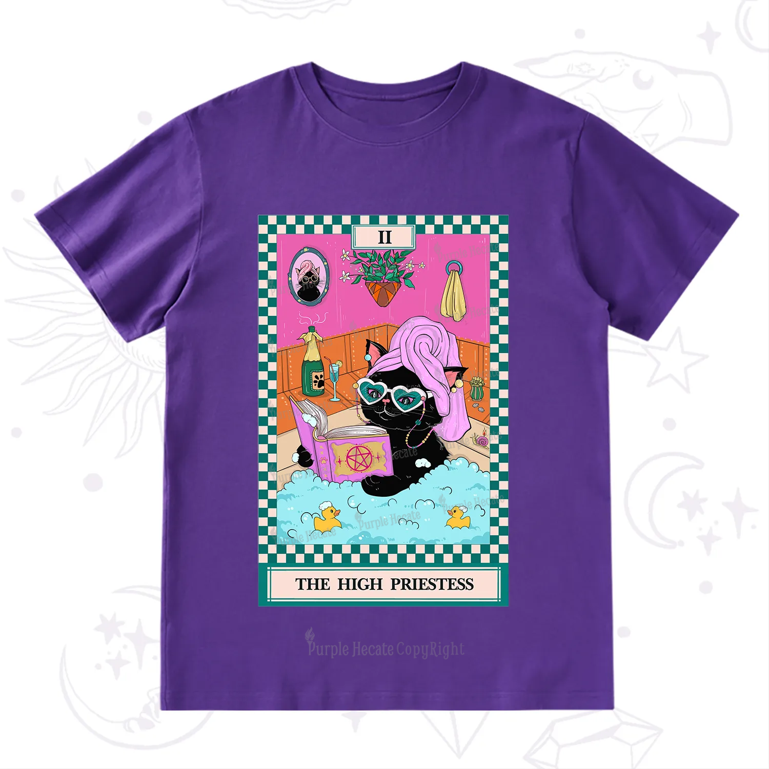 Purplehecate The Cat High Priestess's Bubble Time Tarot T-Shirt