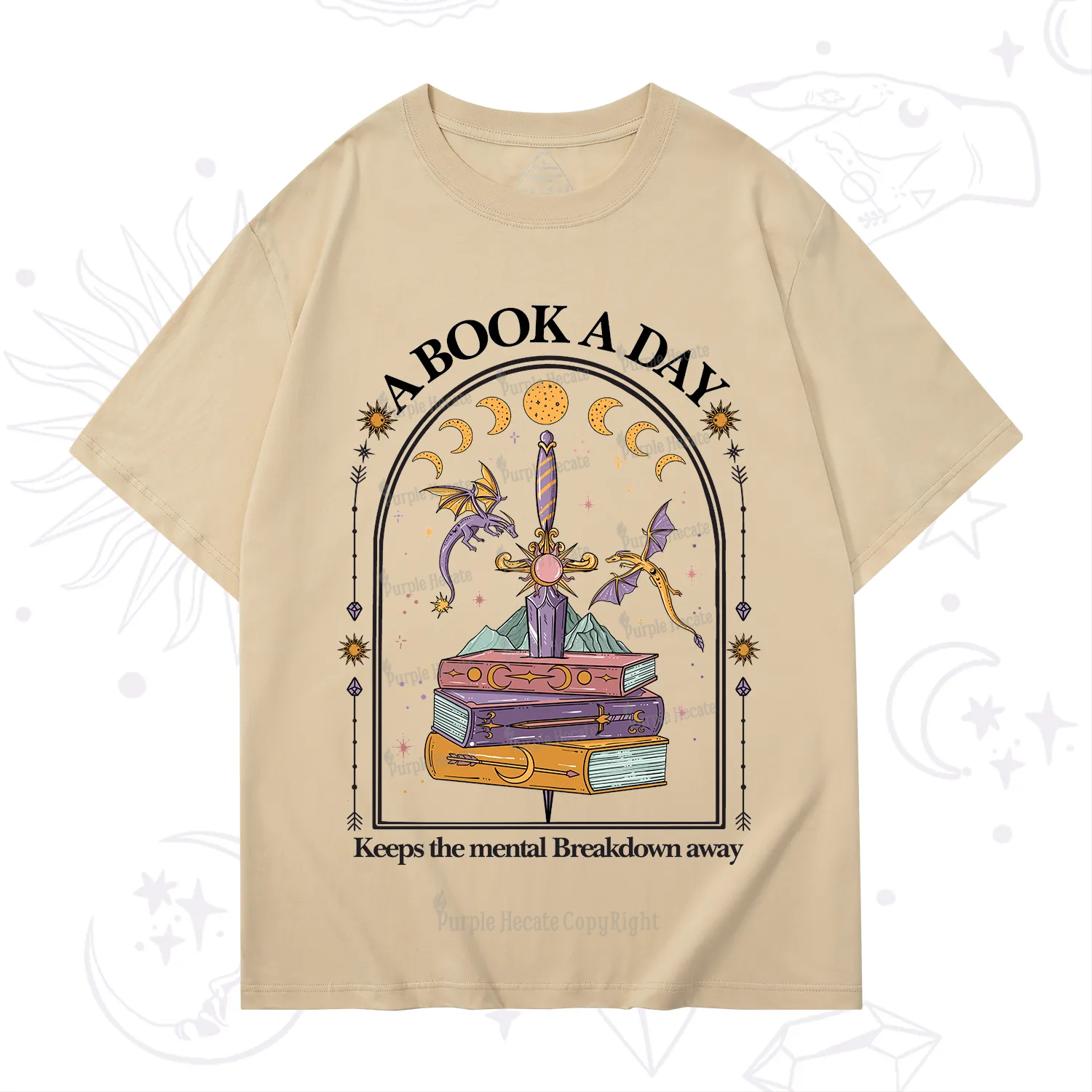 Purplehecate A Book A Day Keeps The Mental Breakdown Away T-Shirt