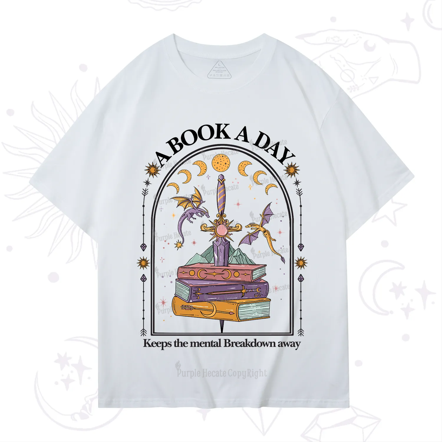 Purplehecate A Book A Day Keeps The Mental Breakdown Away T-Shirt