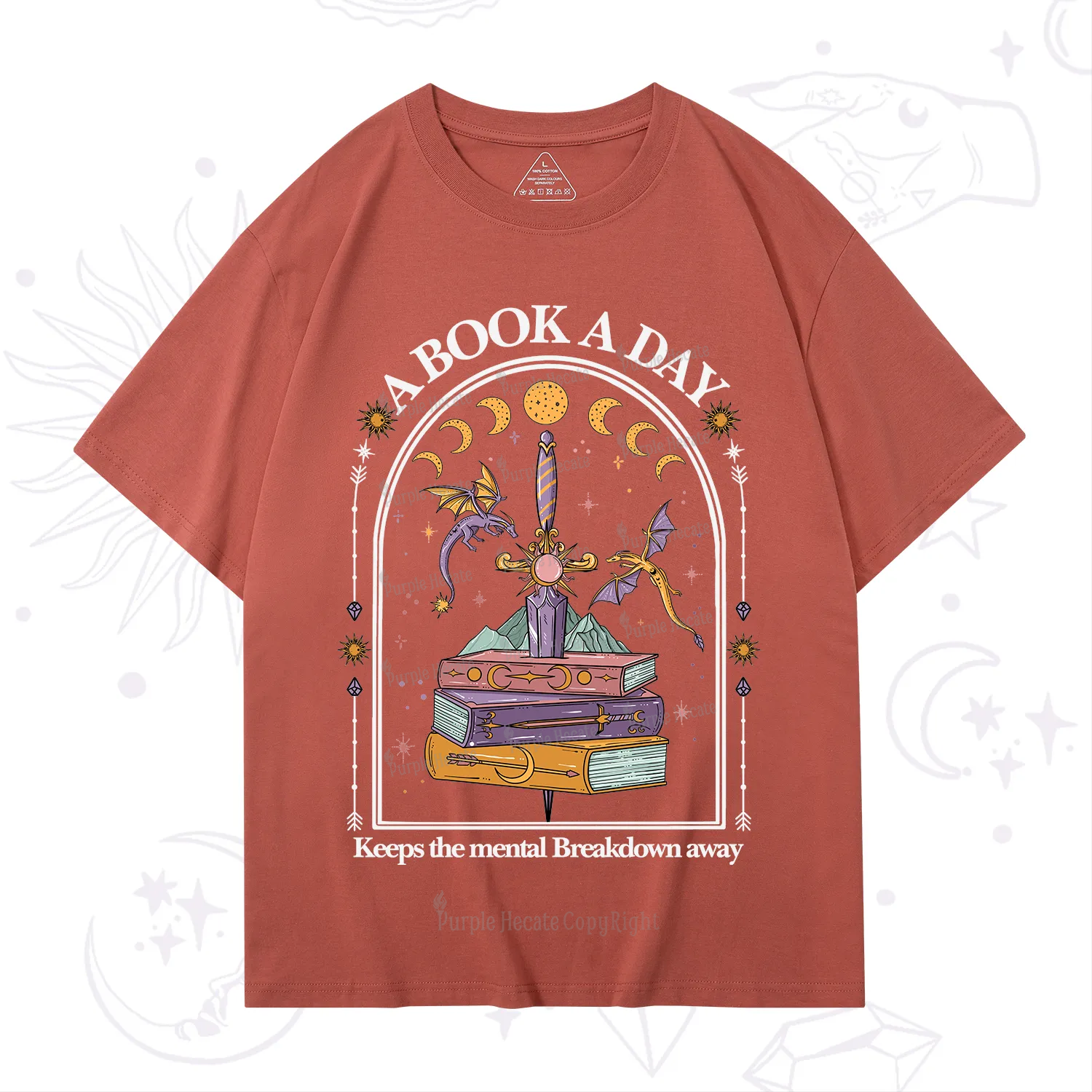 Purplehecate A Book A Day Keeps The Mental Breakdown Away T-Shirt