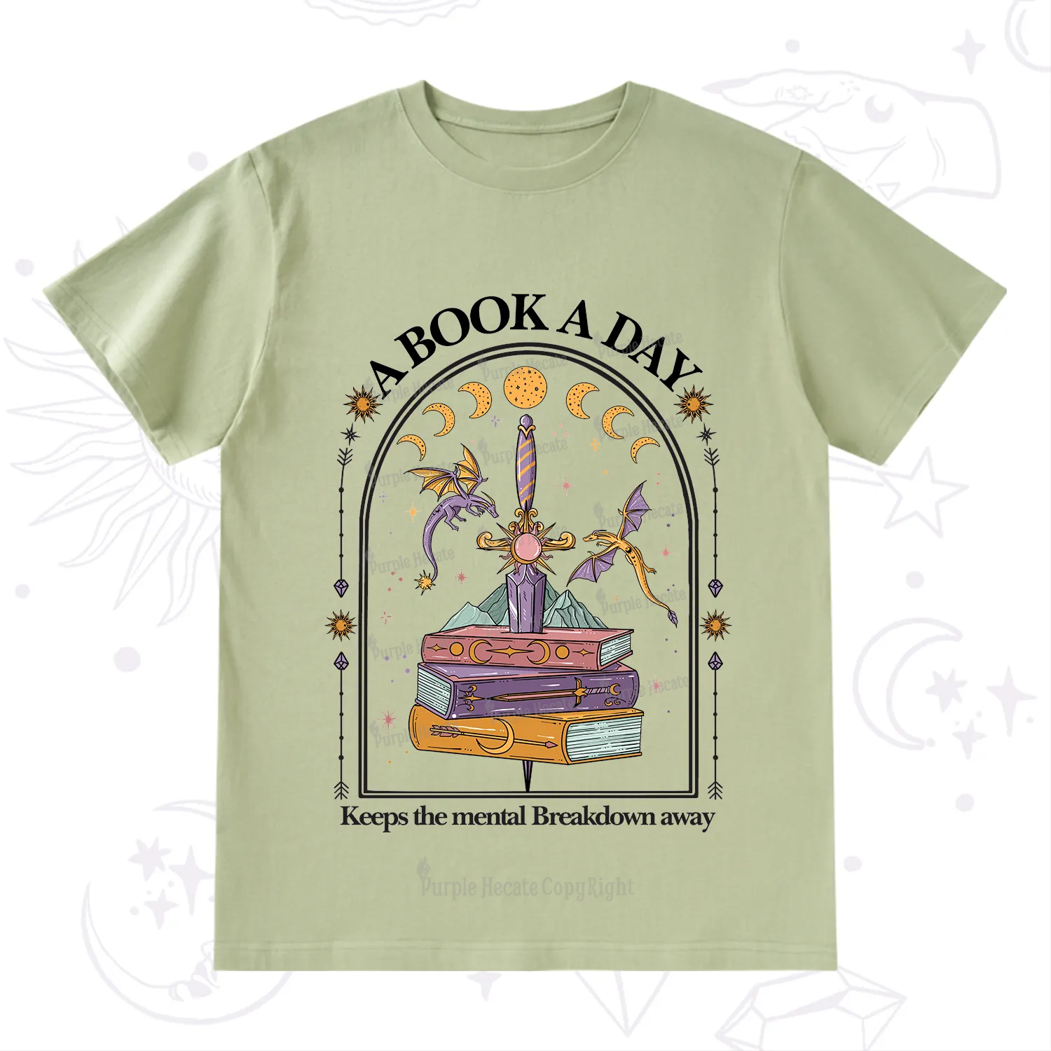 Purplehecate A Book A Day Keeps The Mental Breakdown Away T-Shirt