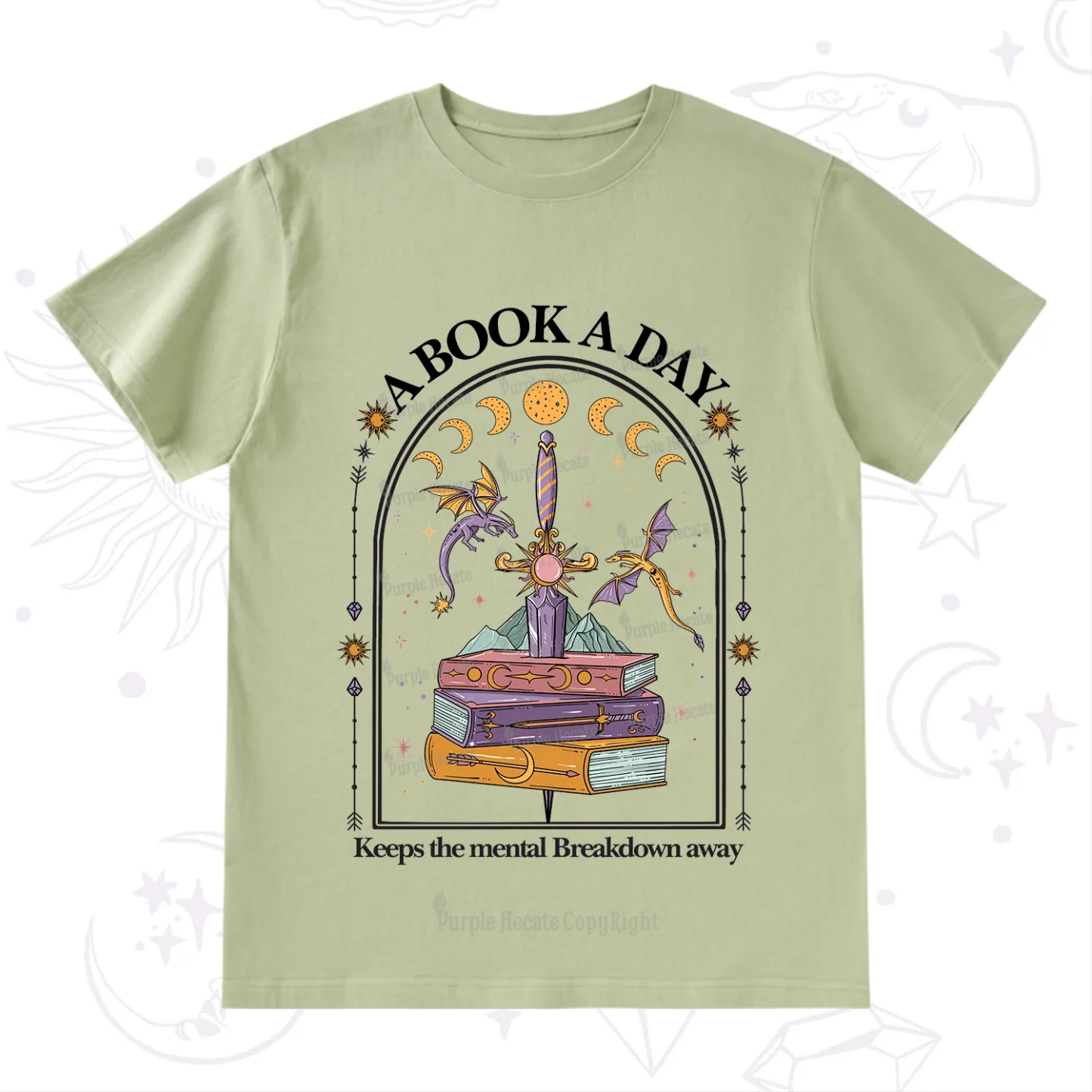 Purplehecate A Book A Day Keeps The Mental Breakdown Away T-Shirt