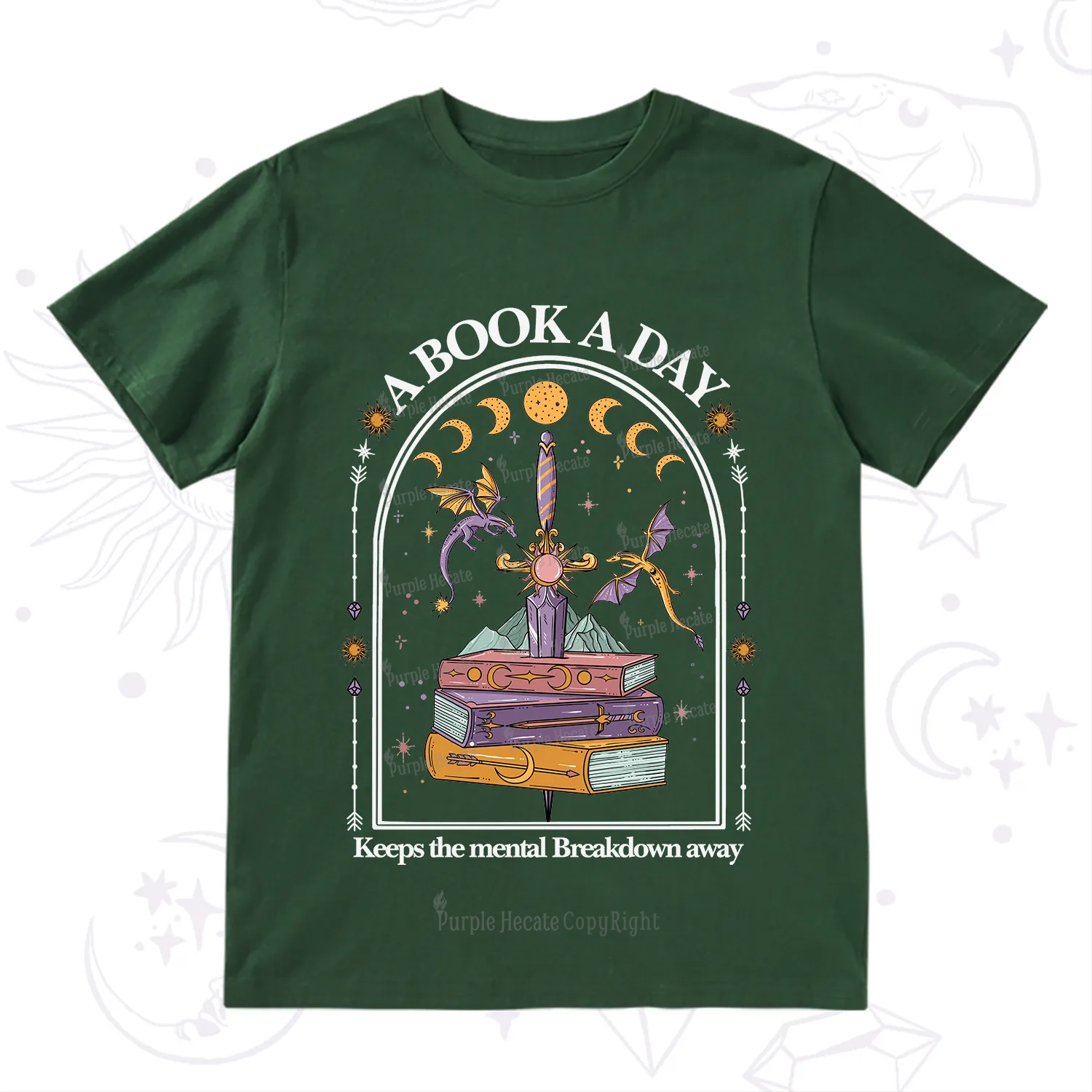 Purplehecate A Book A Day Keeps The Mental Breakdown Away T-Shirt