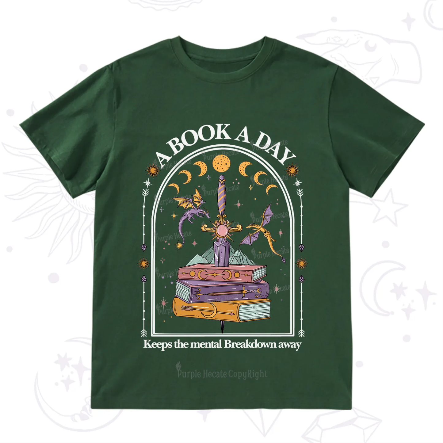 Purplehecate A Book A Day Keeps The Mental Breakdown Away T-Shirt