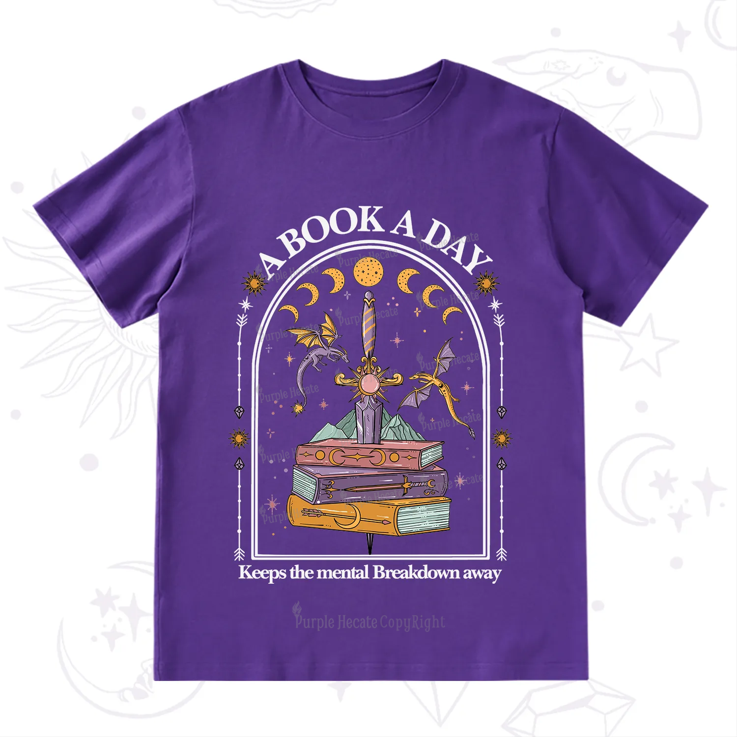 Purplehecate A Book A Day Keeps The Mental Breakdown Away T-Shirt