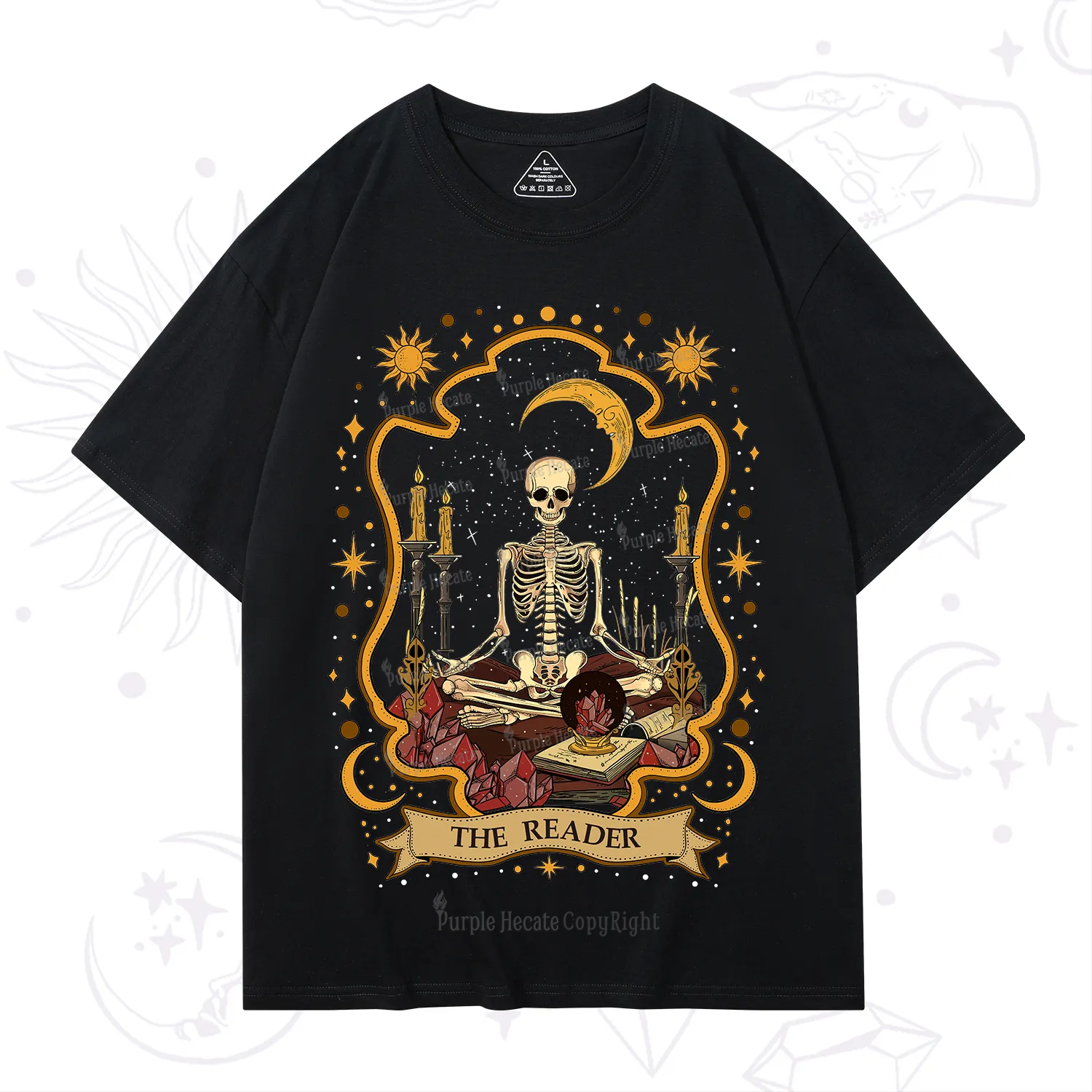 Purplehecate The Reader Skeleton T-Shirt