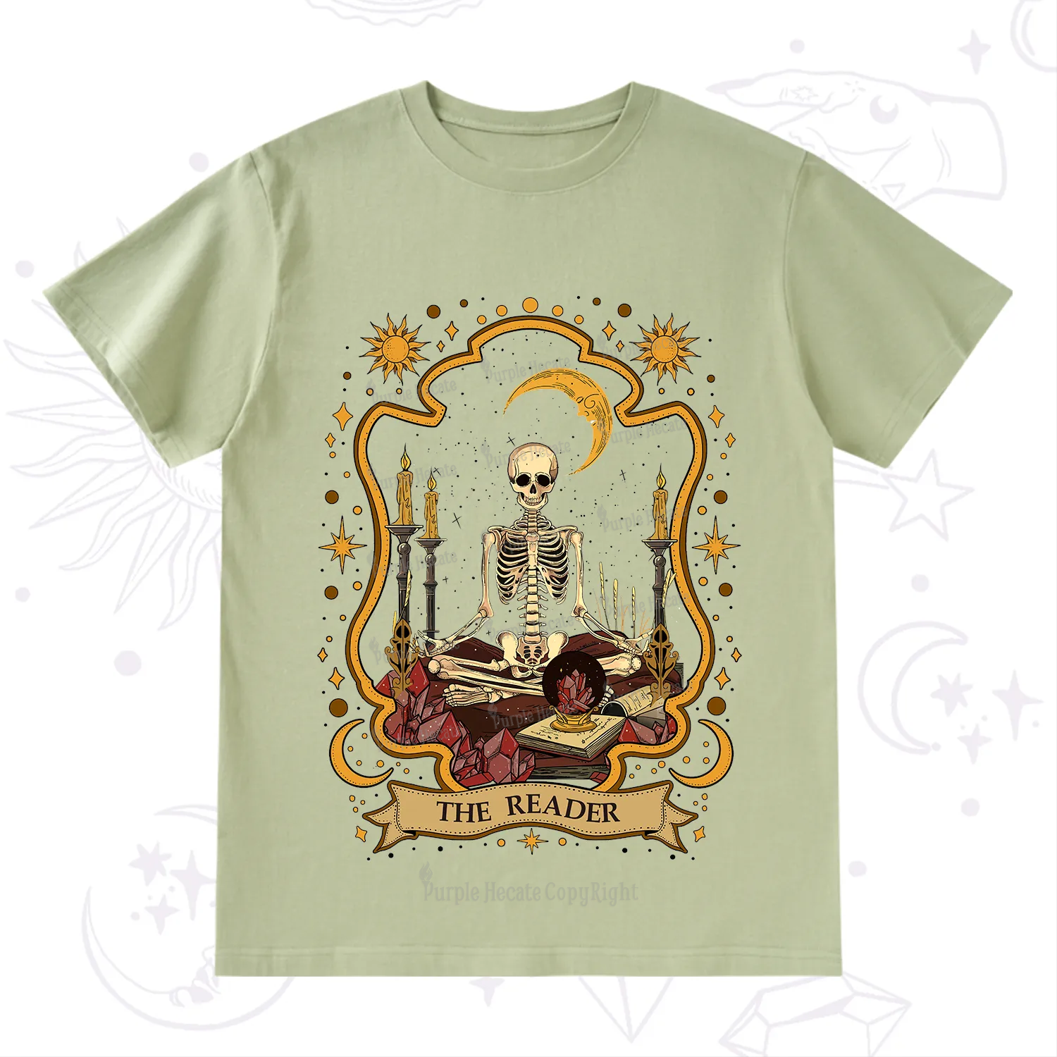 Purplehecate The Reader Skeleton T-Shirt