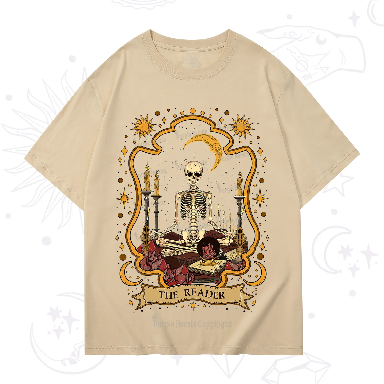 Purplehecate The Reader Skeleton T-Shirt