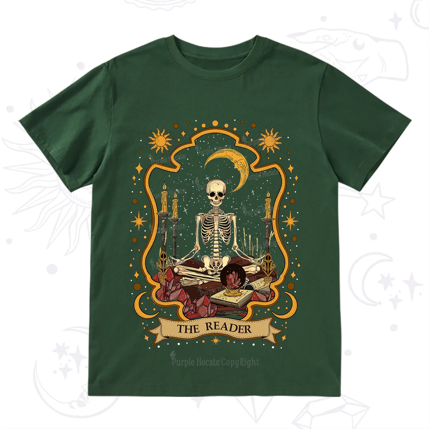 Purplehecate The Reader Skeleton T-Shirt