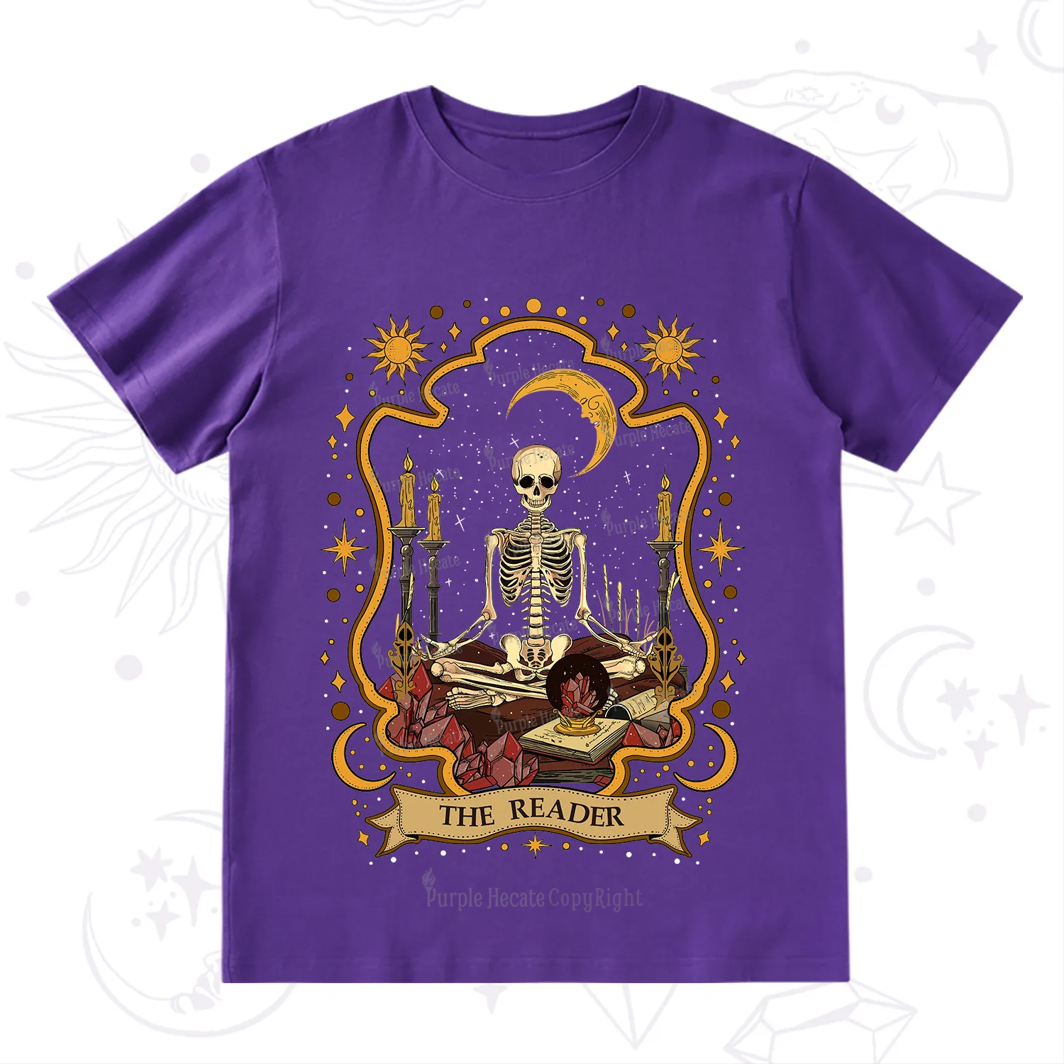 Purplehecate The Reader Skeleton T-Shirt