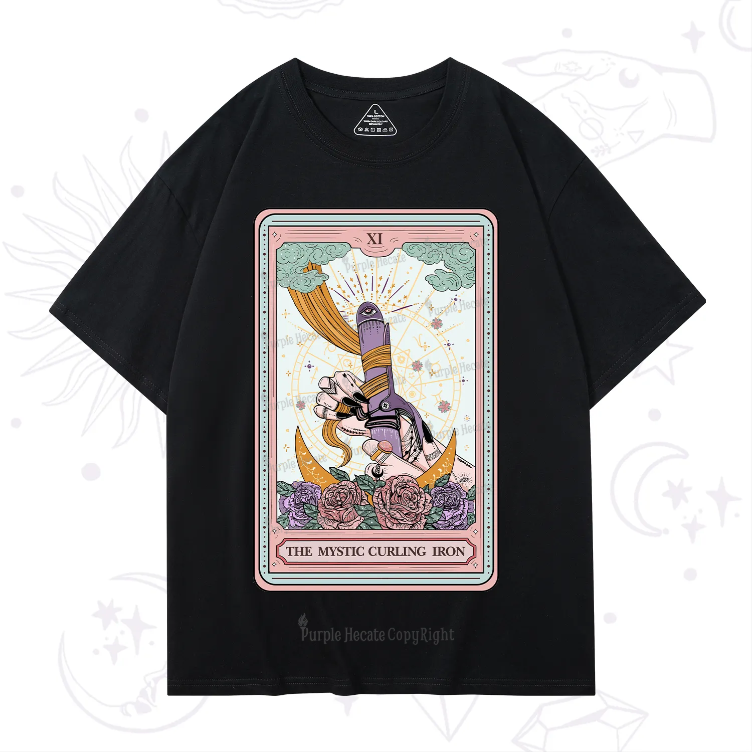 Purplehecate The Mystic Curling Iron Tarot T-Shirt