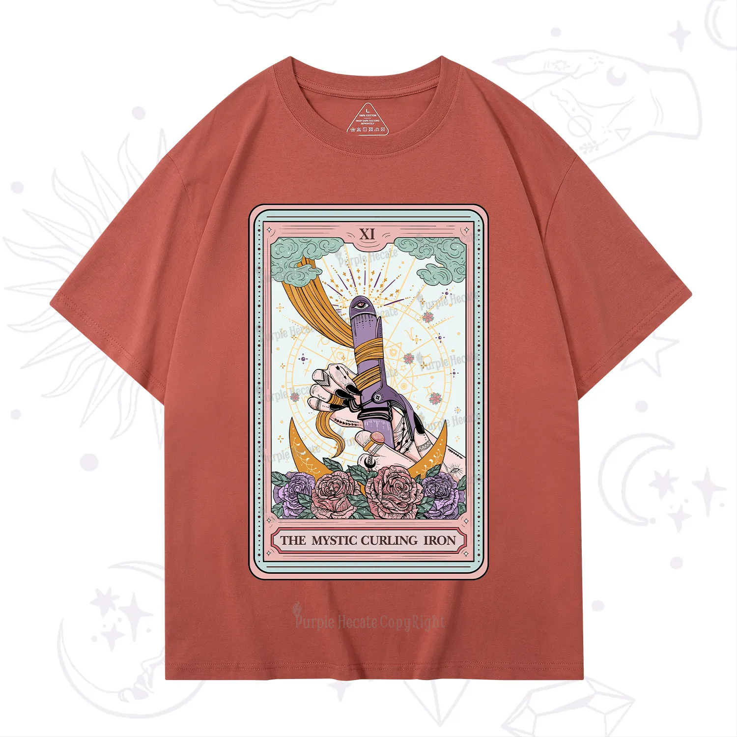 Purplehecate The Mystic Curling Iron Tarot T-Shirt