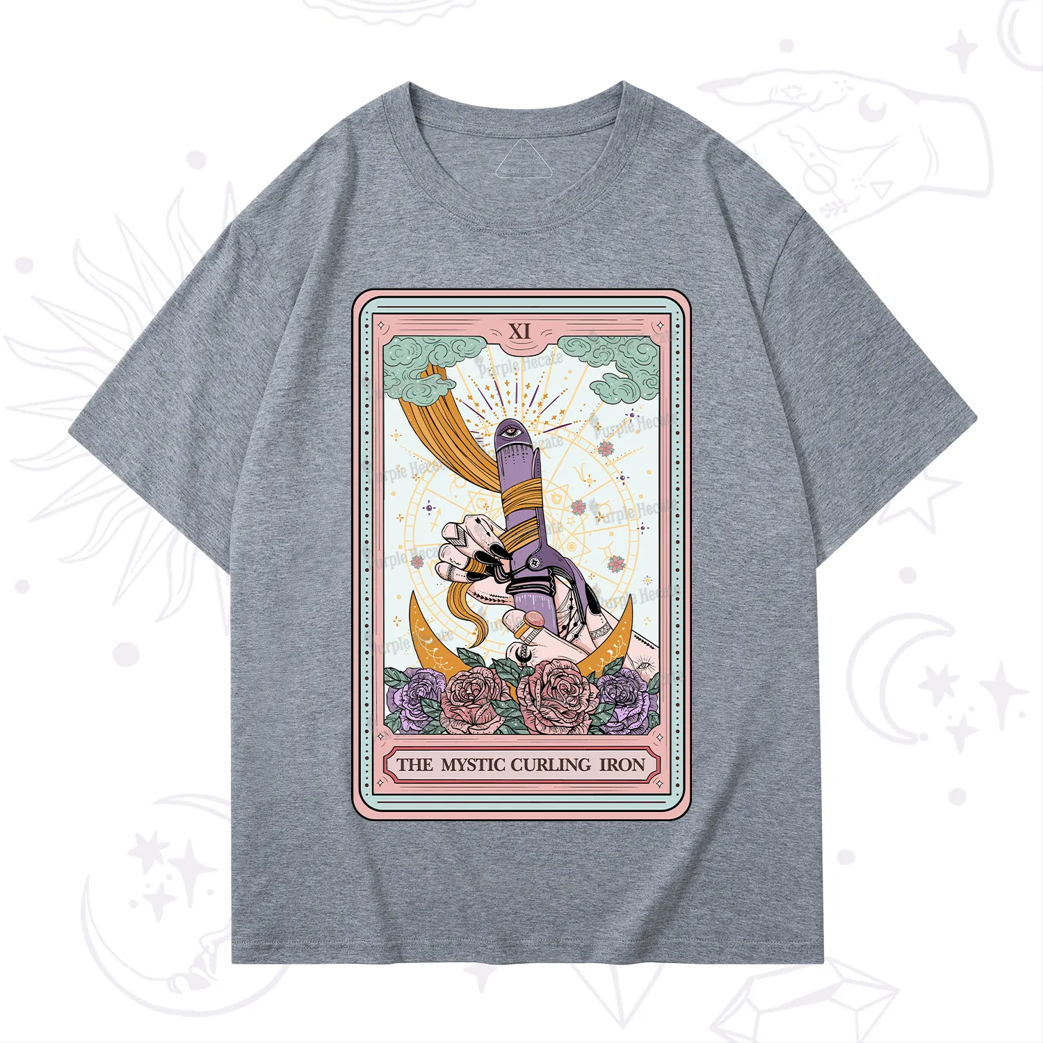 Purplehecate The Mystic Curling Iron Tarot T-Shirt