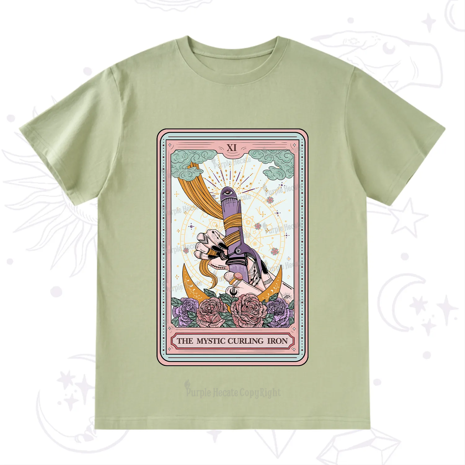 Purplehecate The Mystic Curling Iron Tarot T-Shirt