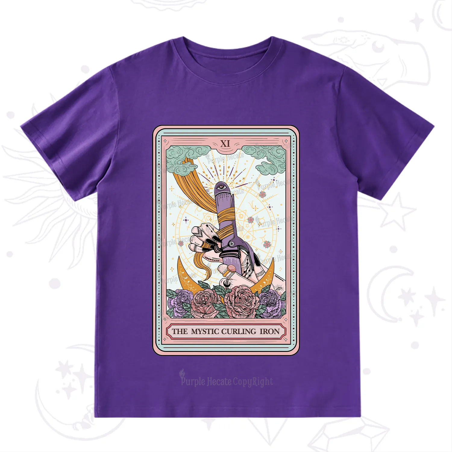 Purplehecate The Mystic Curling Iron Tarot T-Shirt
