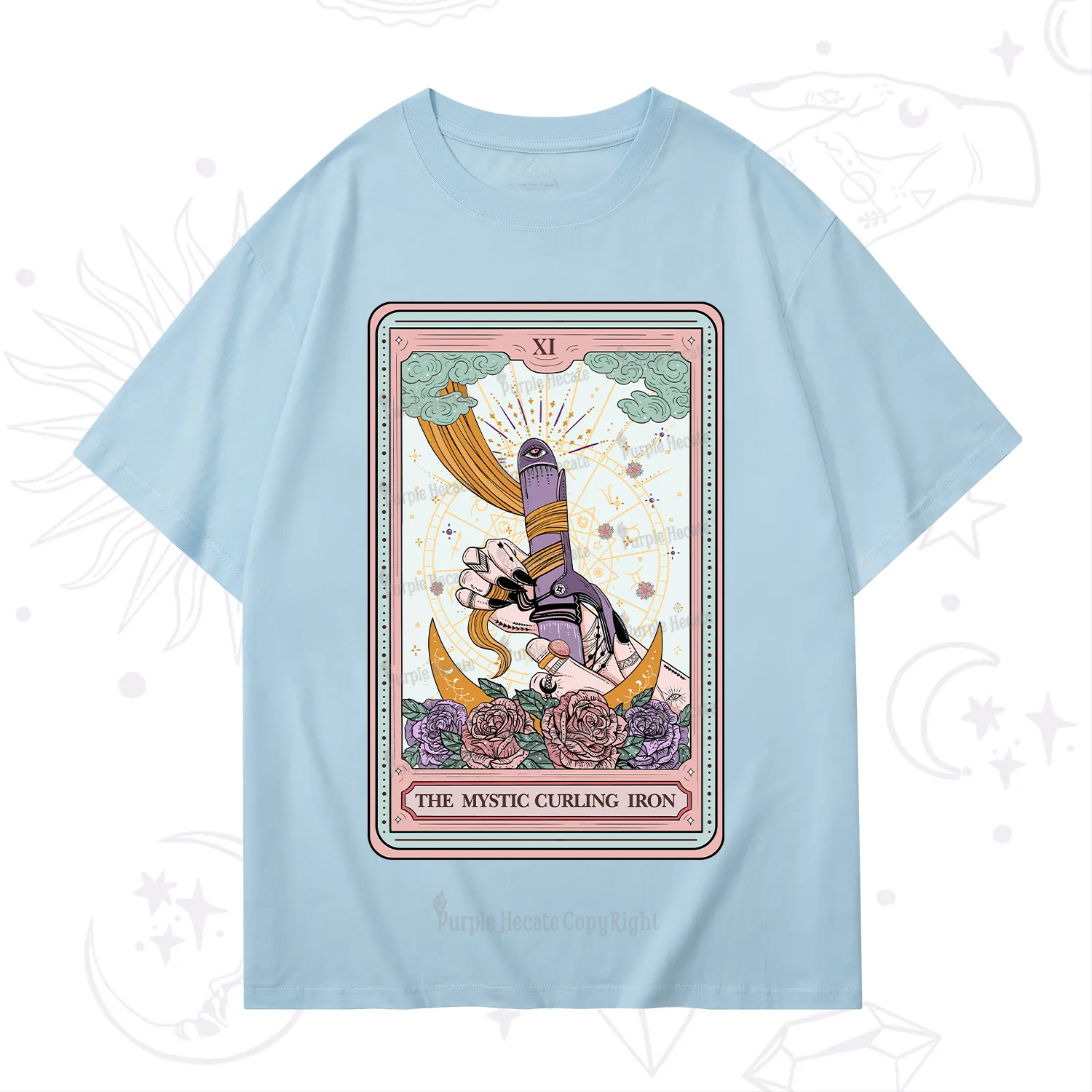 Purplehecate The Mystic Curling Iron Tarot T-Shirt