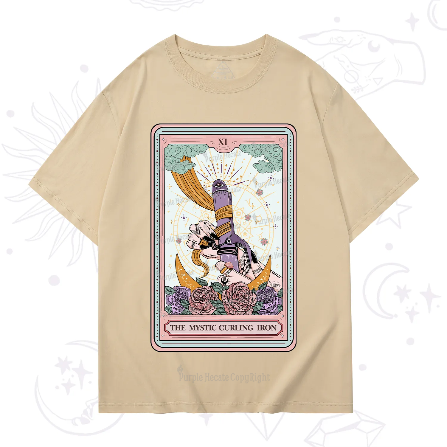 Purplehecate The Mystic Curling Iron Tarot T-Shirt