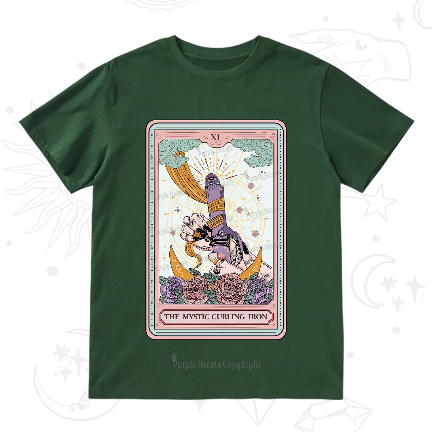 Purplehecate The Mystic Curling Iron Tarot T-Shirt