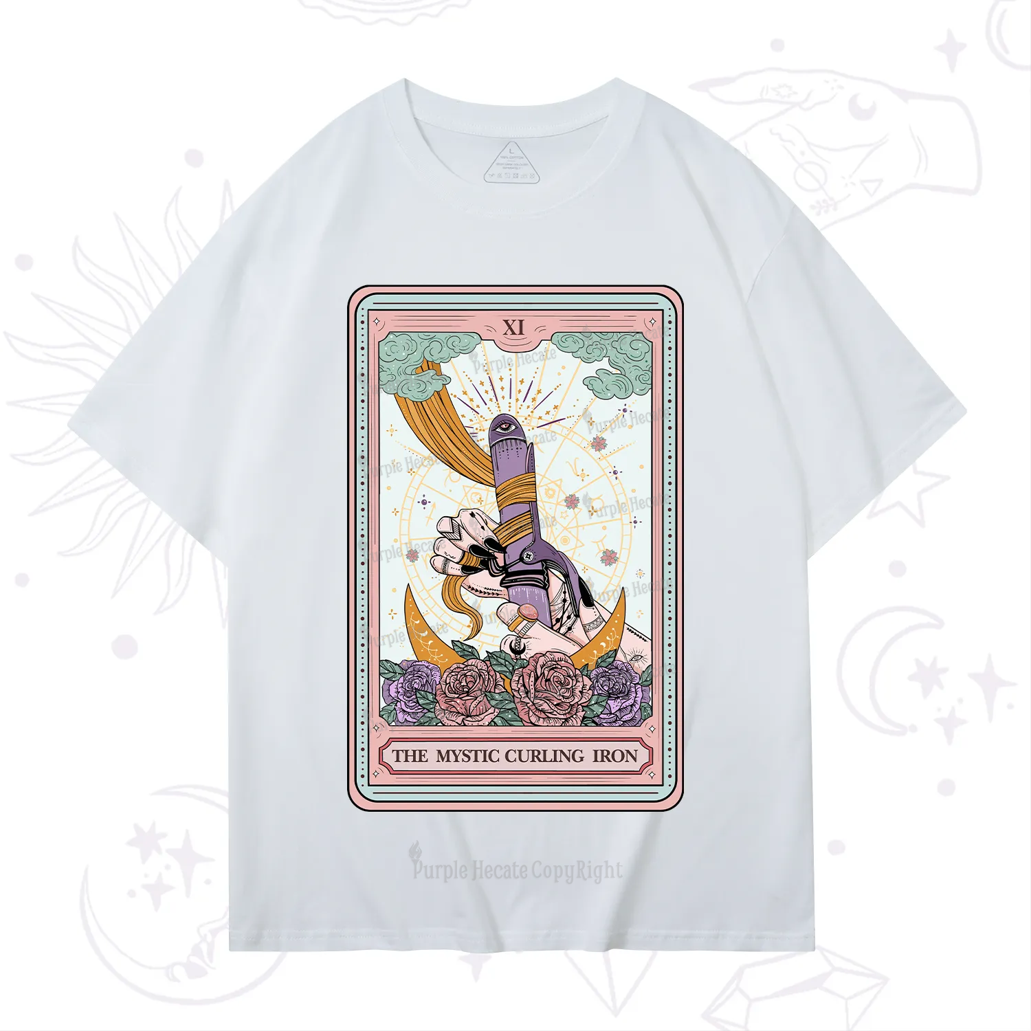 Purplehecate The Mystic Curling Iron Tarot T-Shirt