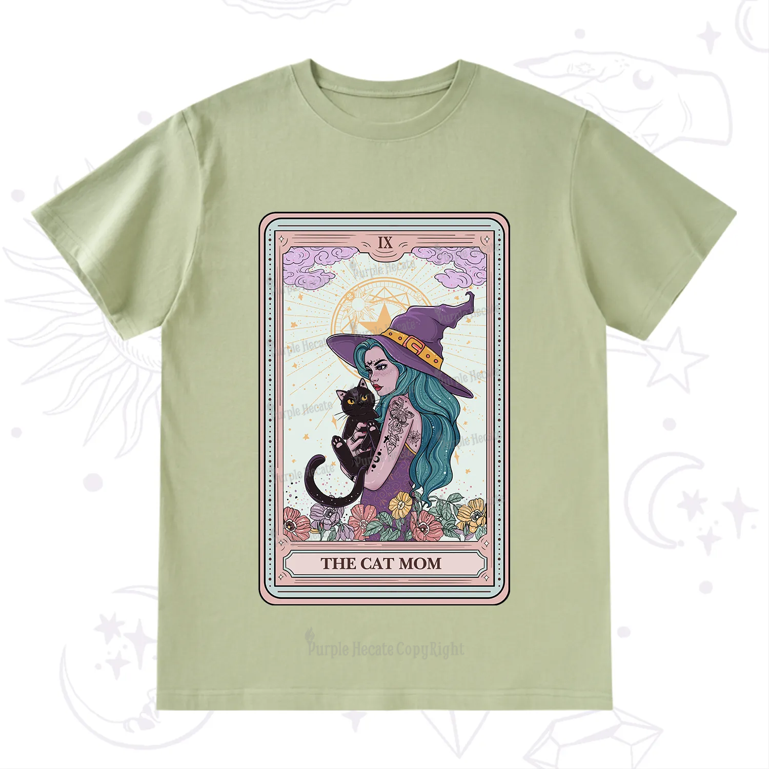 Purplehecate The Gothic Cat Mom Tarot T-Shirt
