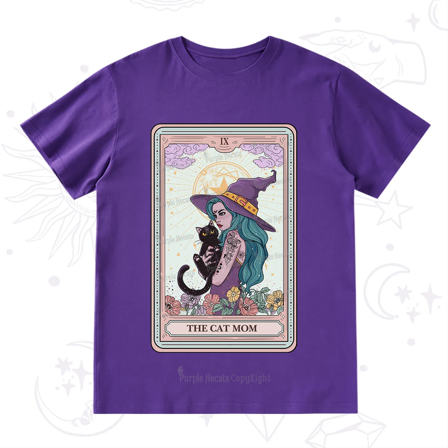 Purplehecate The Gothic Cat Mom Tarot T-Shirt