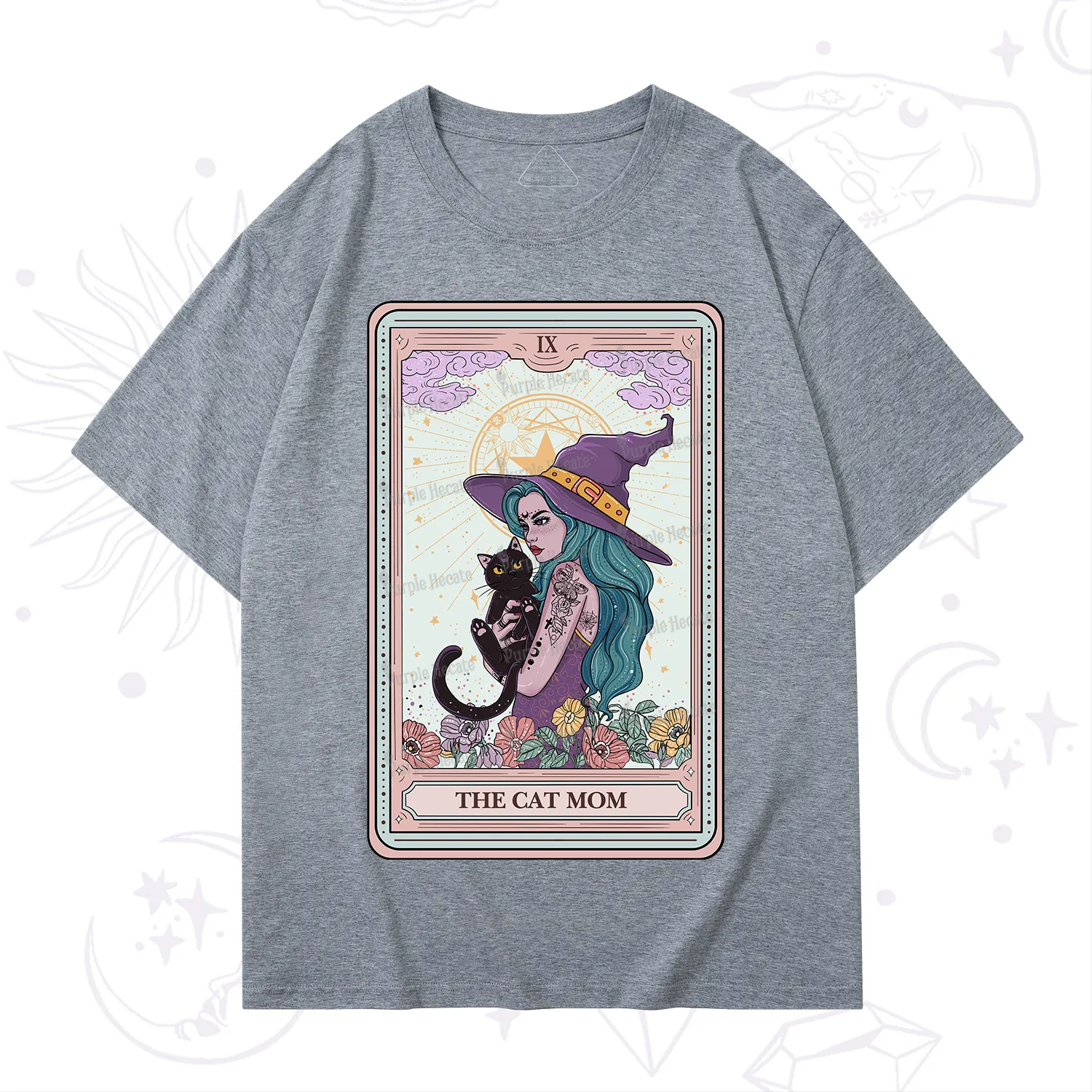 Purplehecate The Gothic Cat Mom Tarot T-Shirt