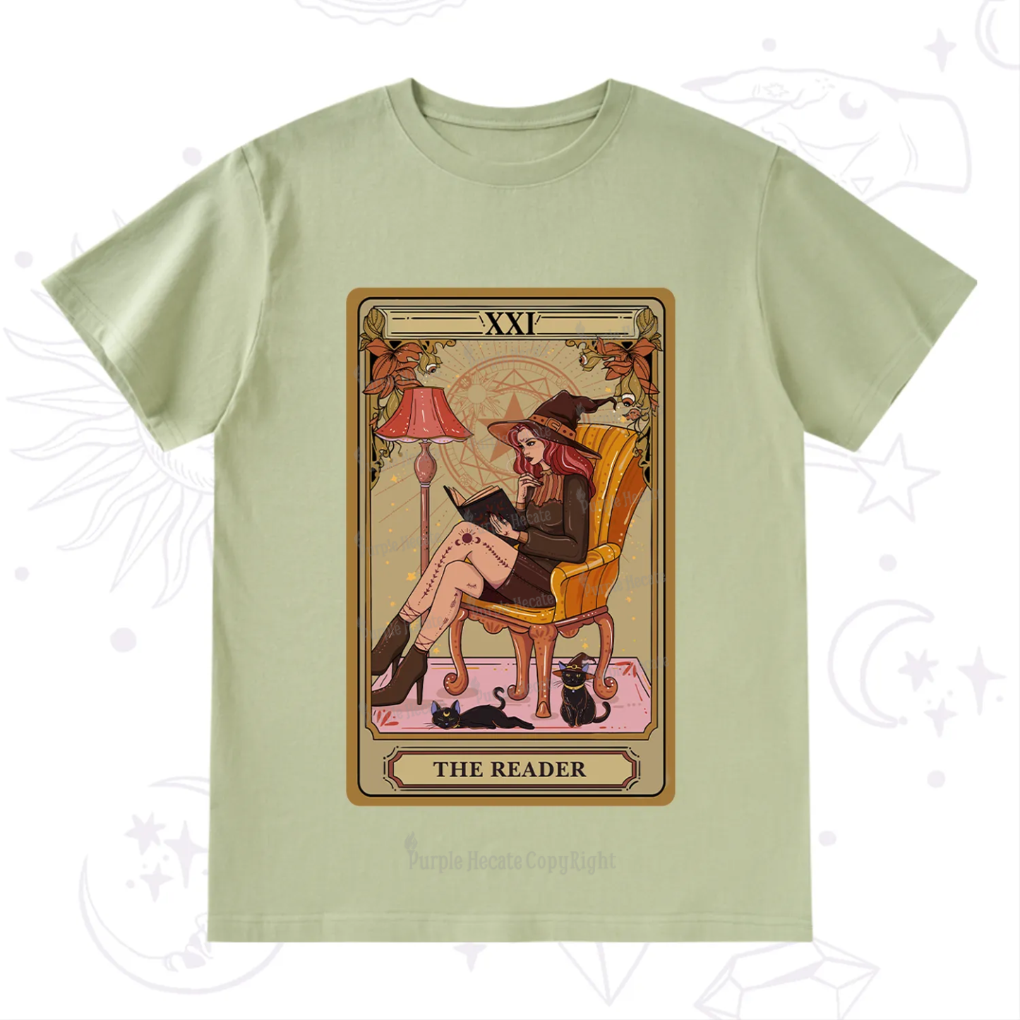 Purplehecate The Reader-Cat Mom Tarot T-Shirt