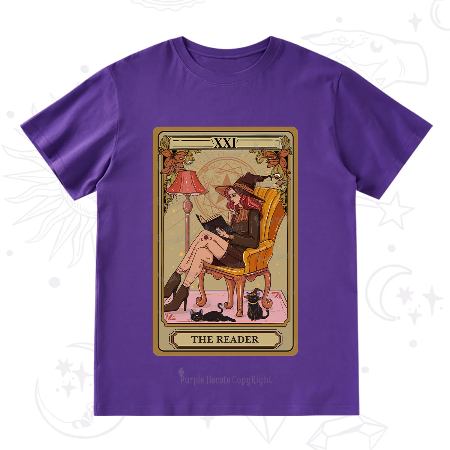 Purplehecate The Reader-Cat Mom Tarot T-Shirt