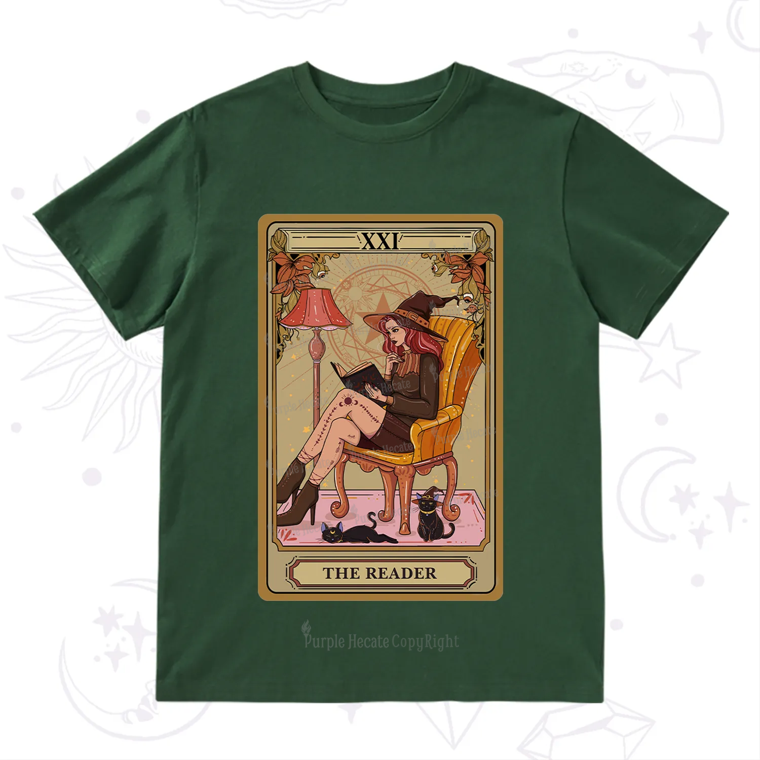 Purplehecate The Reader-Cat Mom Tarot T-Shirt