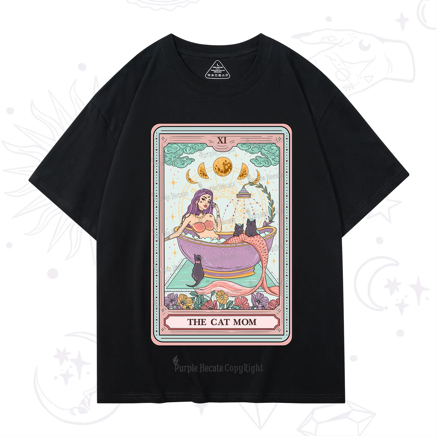 Purplehecate The Cat Mermaid Mom Tarot Card T-Shirt