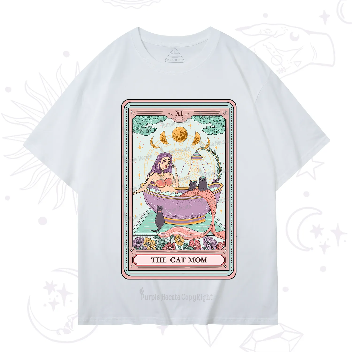 Purplehecate The Cat Mermaid Mom Tarot Card T-Shirt