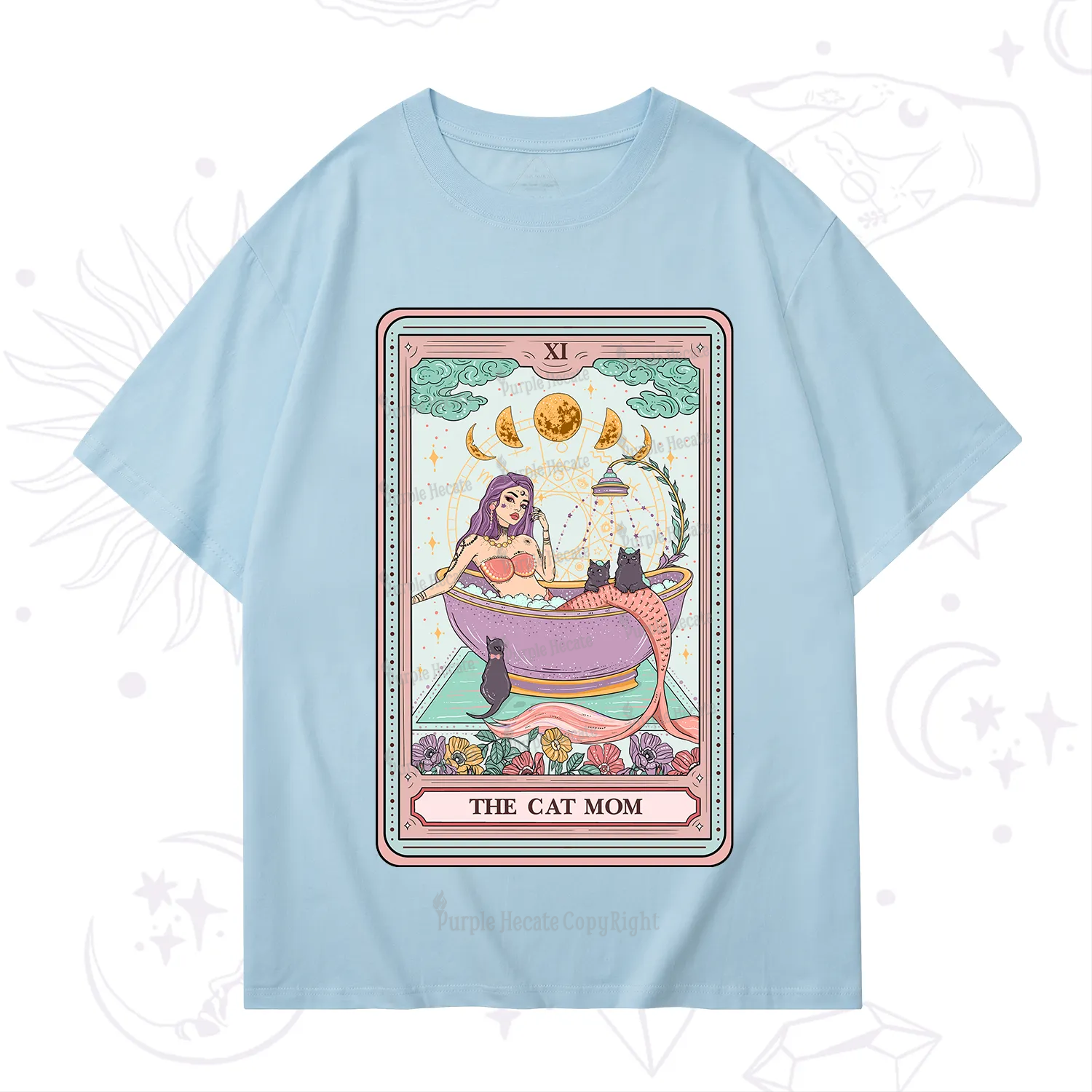 Purplehecate The Cat Mermaid Mom Tarot Card T-Shirt