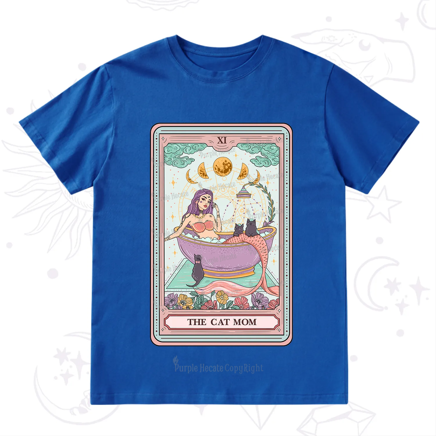 Purplehecate The Cat Mermaid Mom Tarot Card T-Shirt