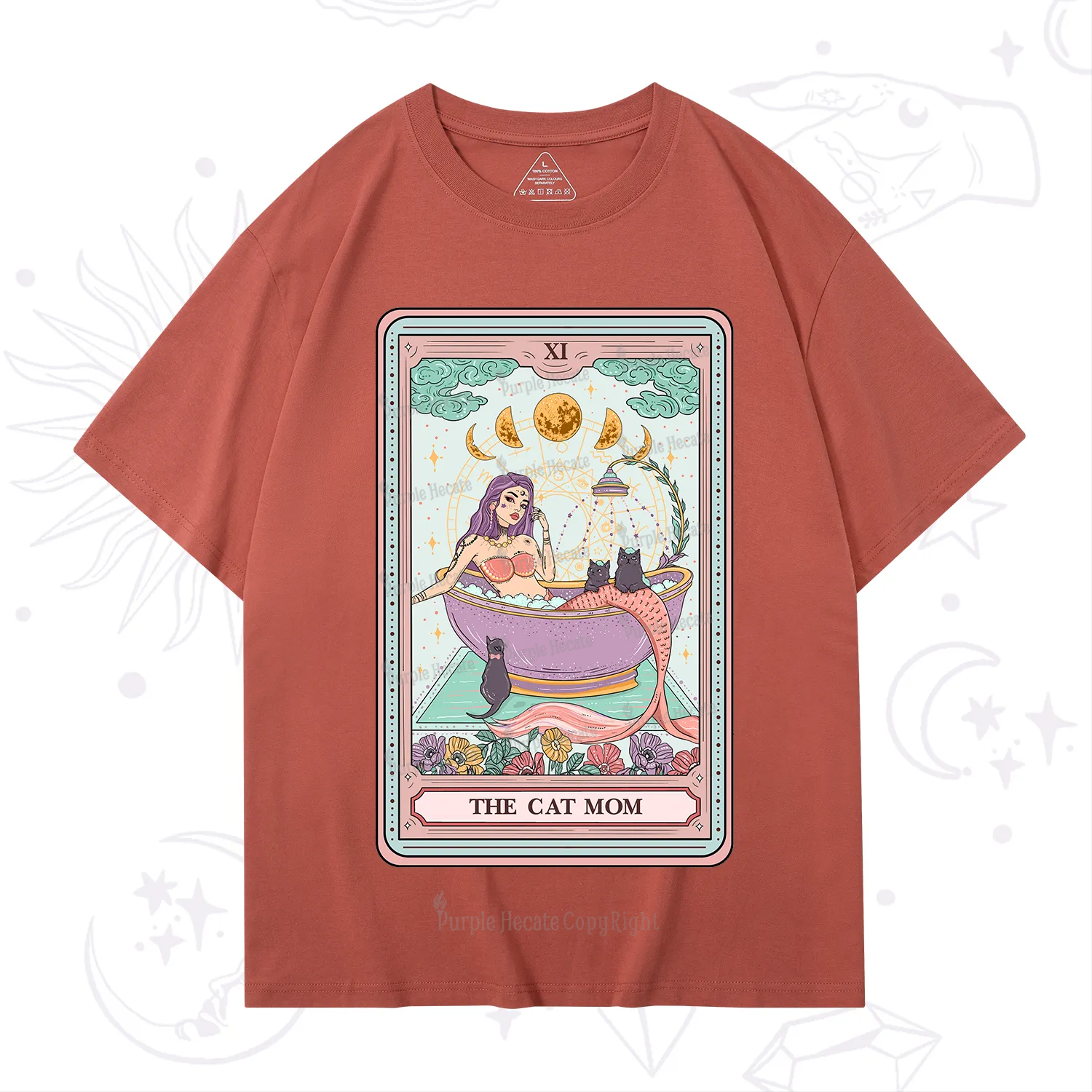Purplehecate The Cat Mermaid Mom Tarot Card T-Shirt