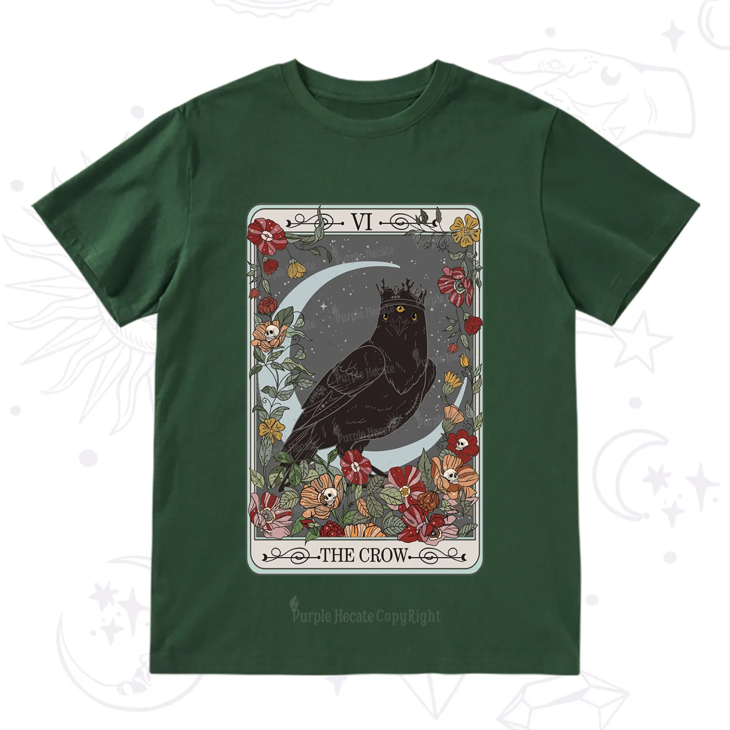 Purplehecate The Crow Tarot Card T-Shirt