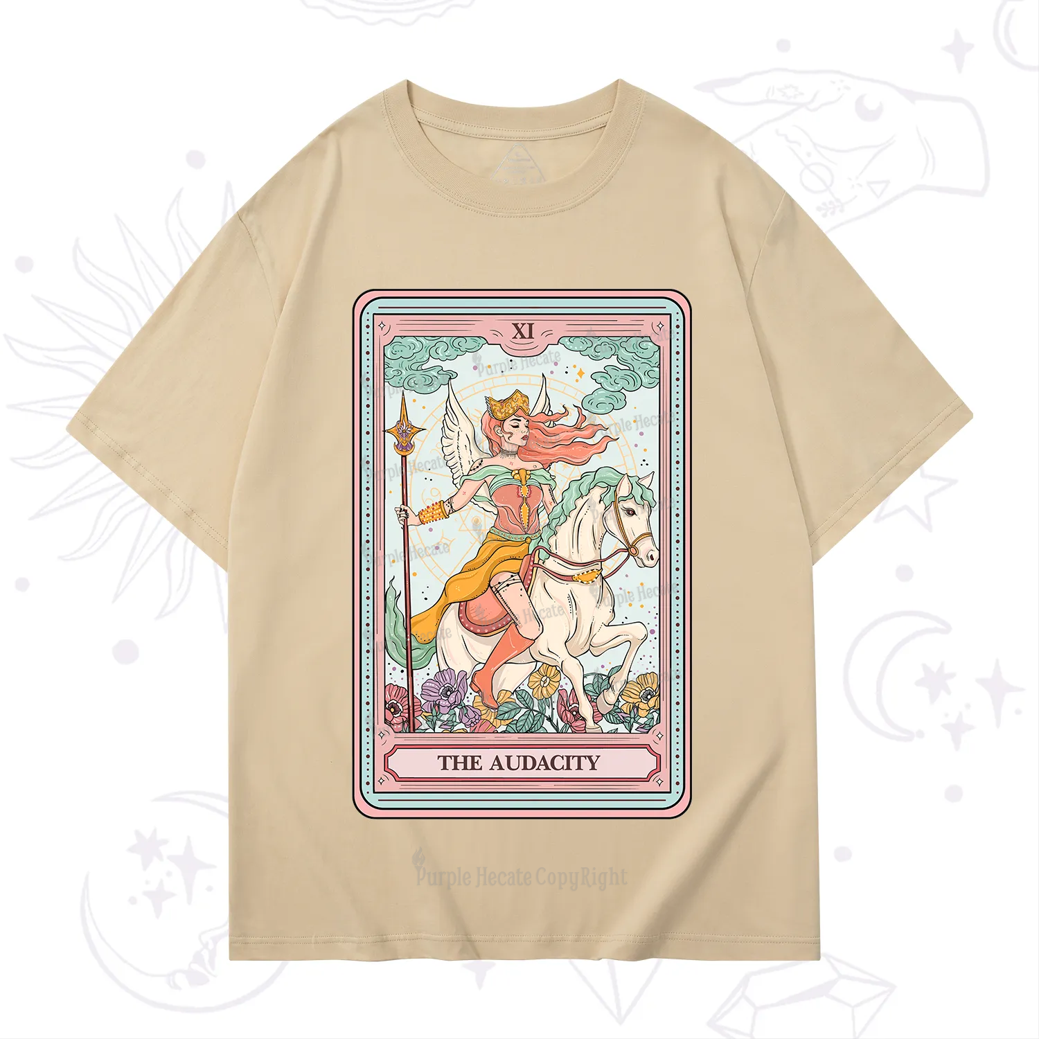 Purplehecate The Audacity Winged Goddess Tarot Card T-Shirt