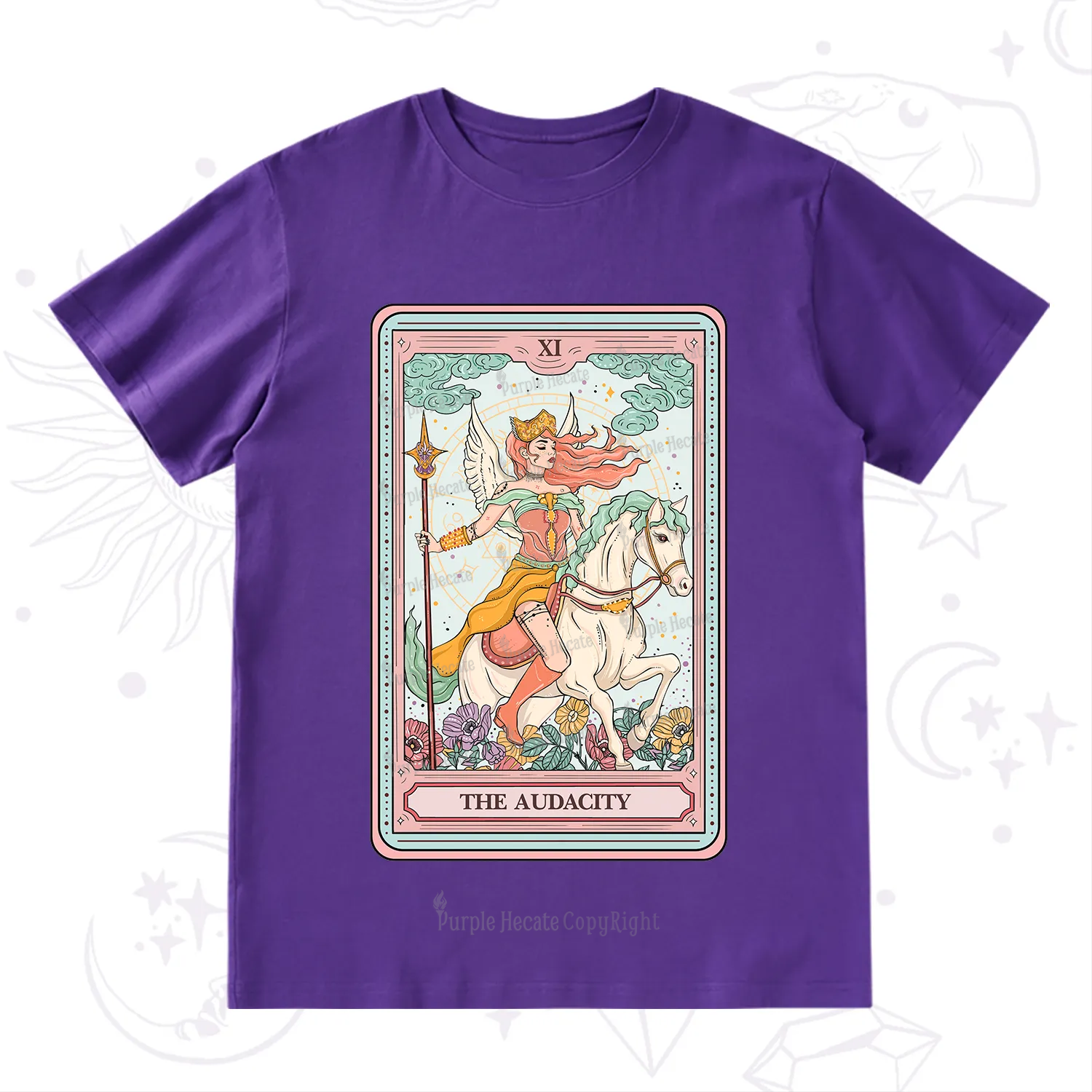 Purplehecate The Audacity Winged Goddess Tarot Card T-Shirt