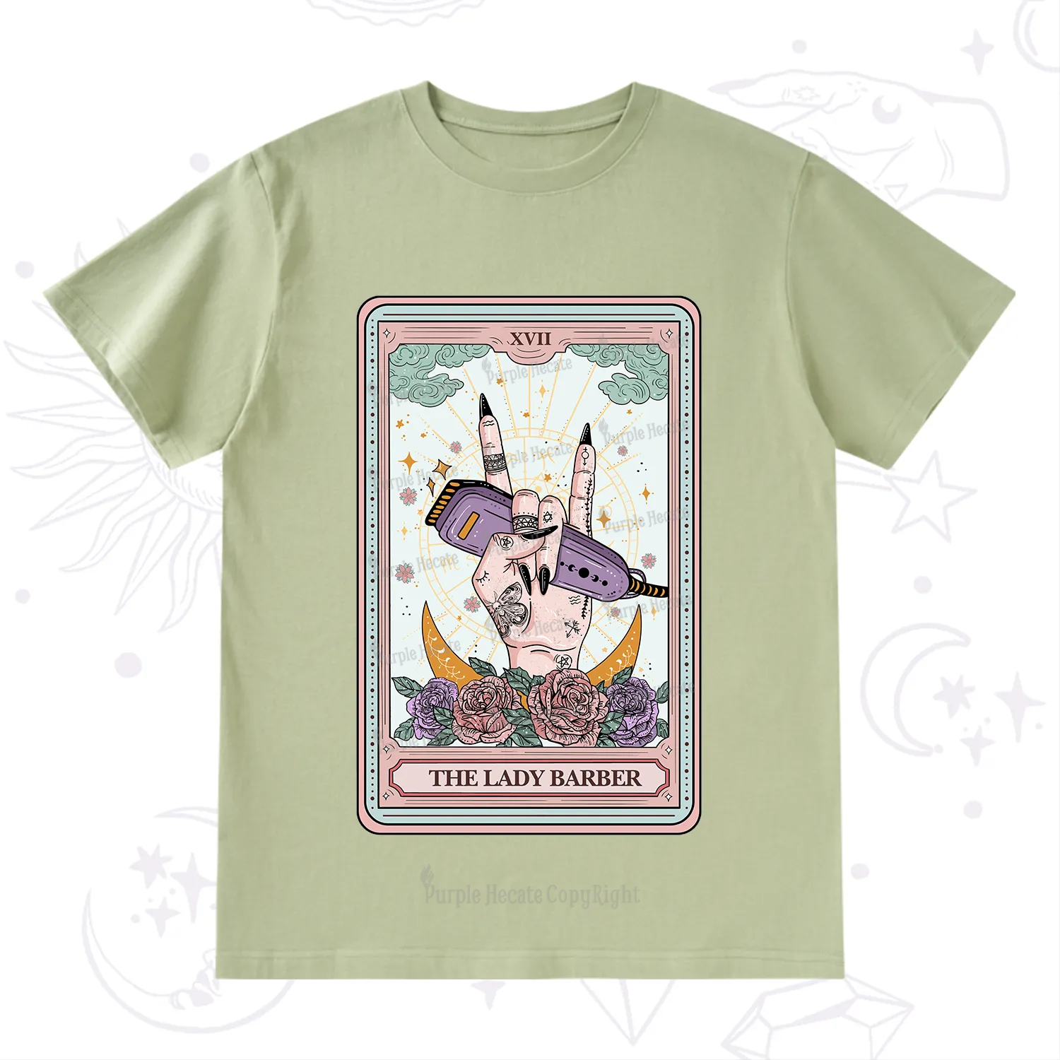 Purplehecate The Lady Barber Tarot Card T-Shirt