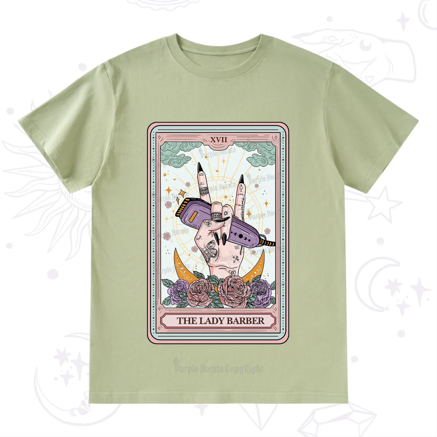 Purplehecate The Lady Barber Tarot Card T-Shirt