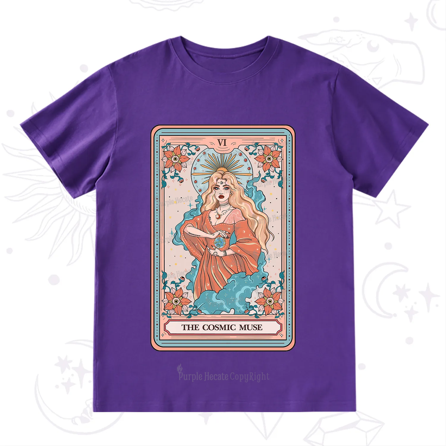 Purplehecate The Cosmic Muse Tarot Card T-Shirt