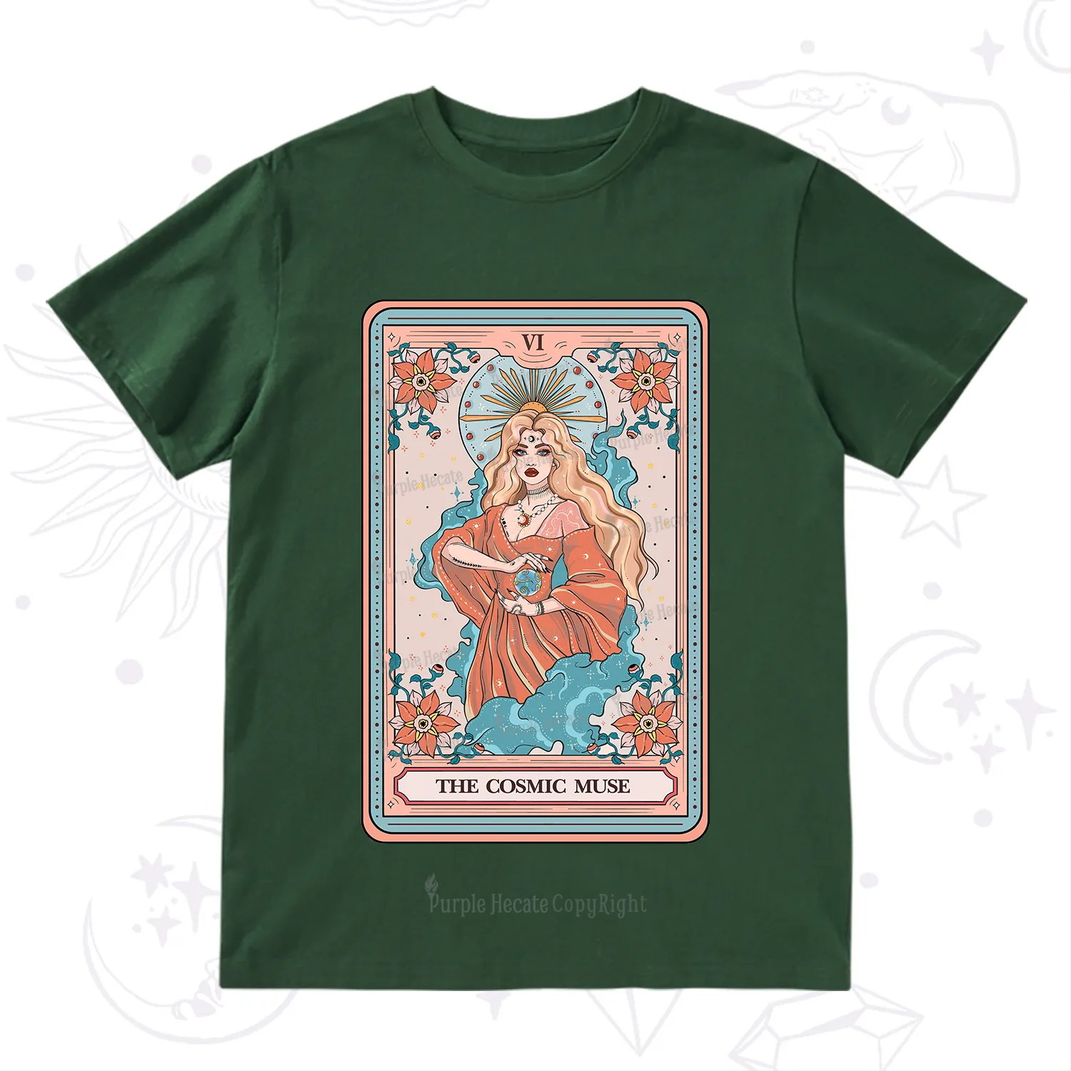 Purplehecate The Cosmic Muse Tarot Card T-Shirt