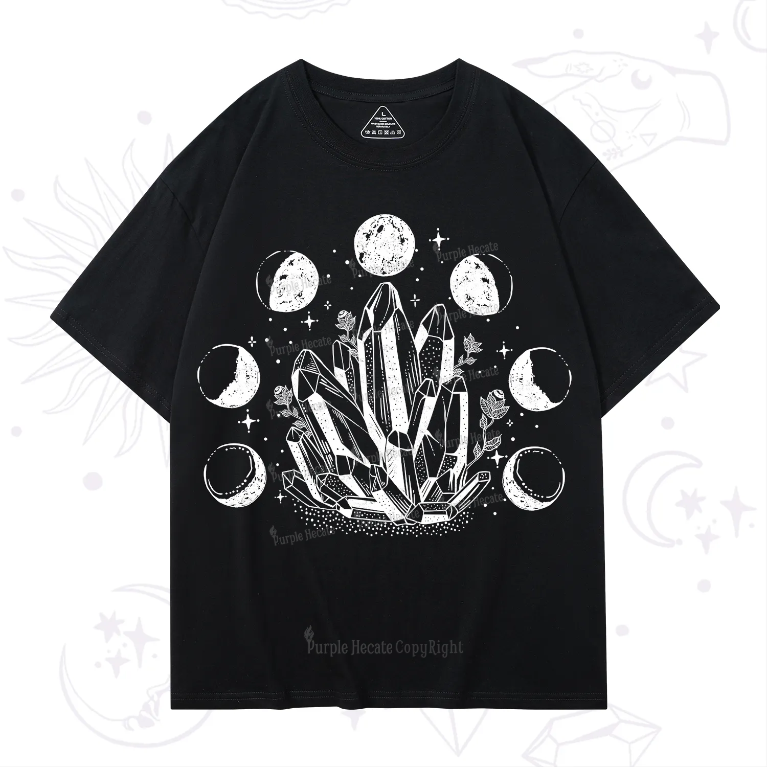 Purplehecate Crystals and Moon Phases T-Shirt
