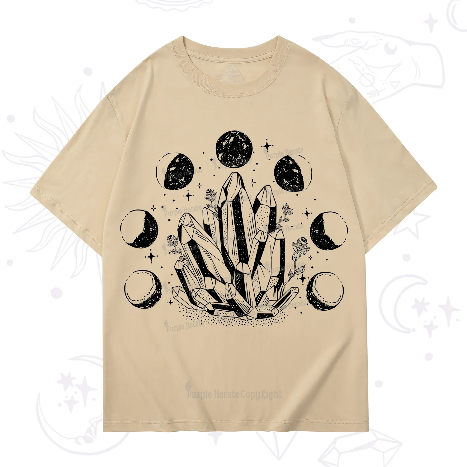 Purplehecate Crystals and Moon Phases T-Shirt