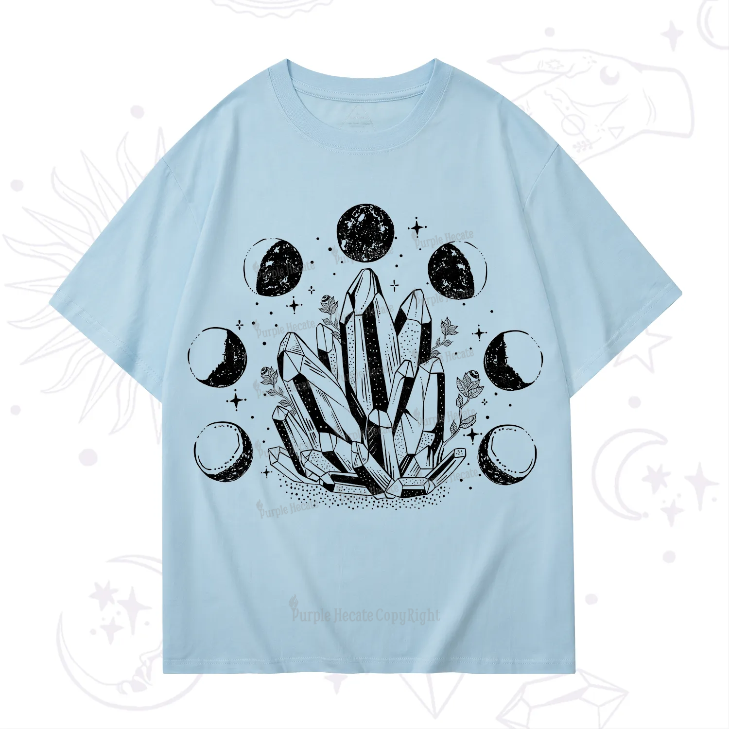 Purplehecate Crystals and Moon Phases T-Shirt