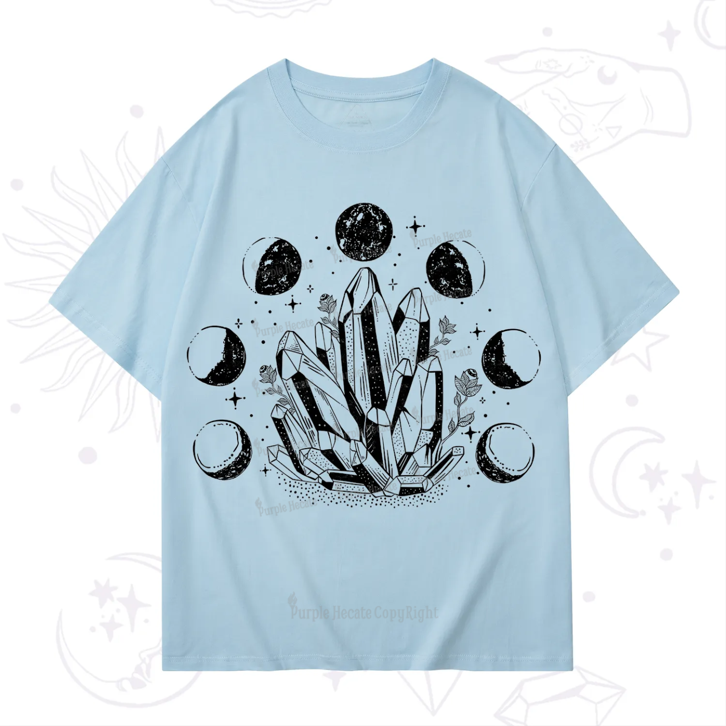 Purplehecate Crystals and Moon Phases T-Shirt