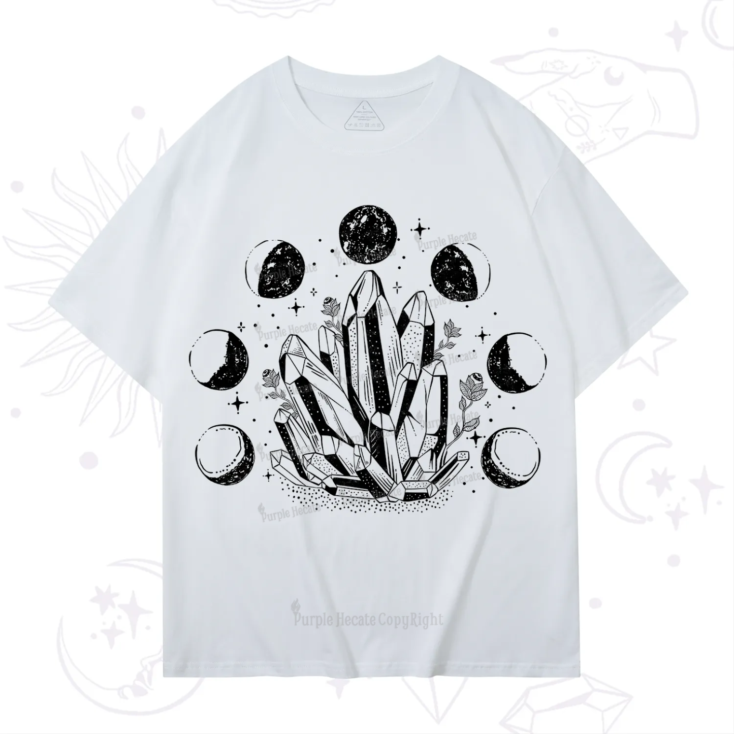 Purplehecate Crystals and Moon Phases T-Shirt